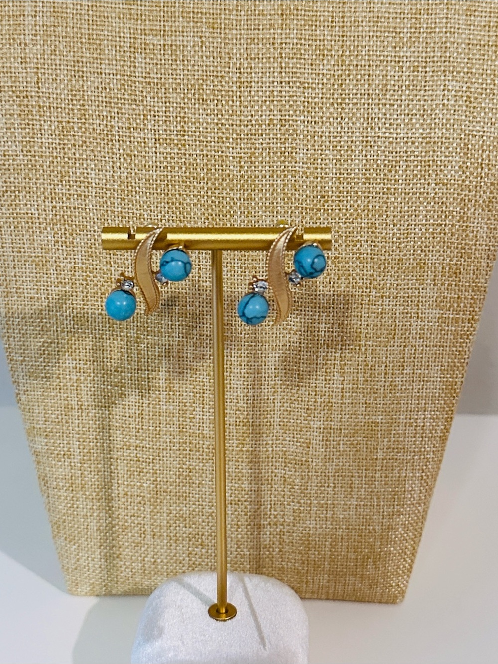 Fashion Jewelry Turquoise and Gold Drop Earrings